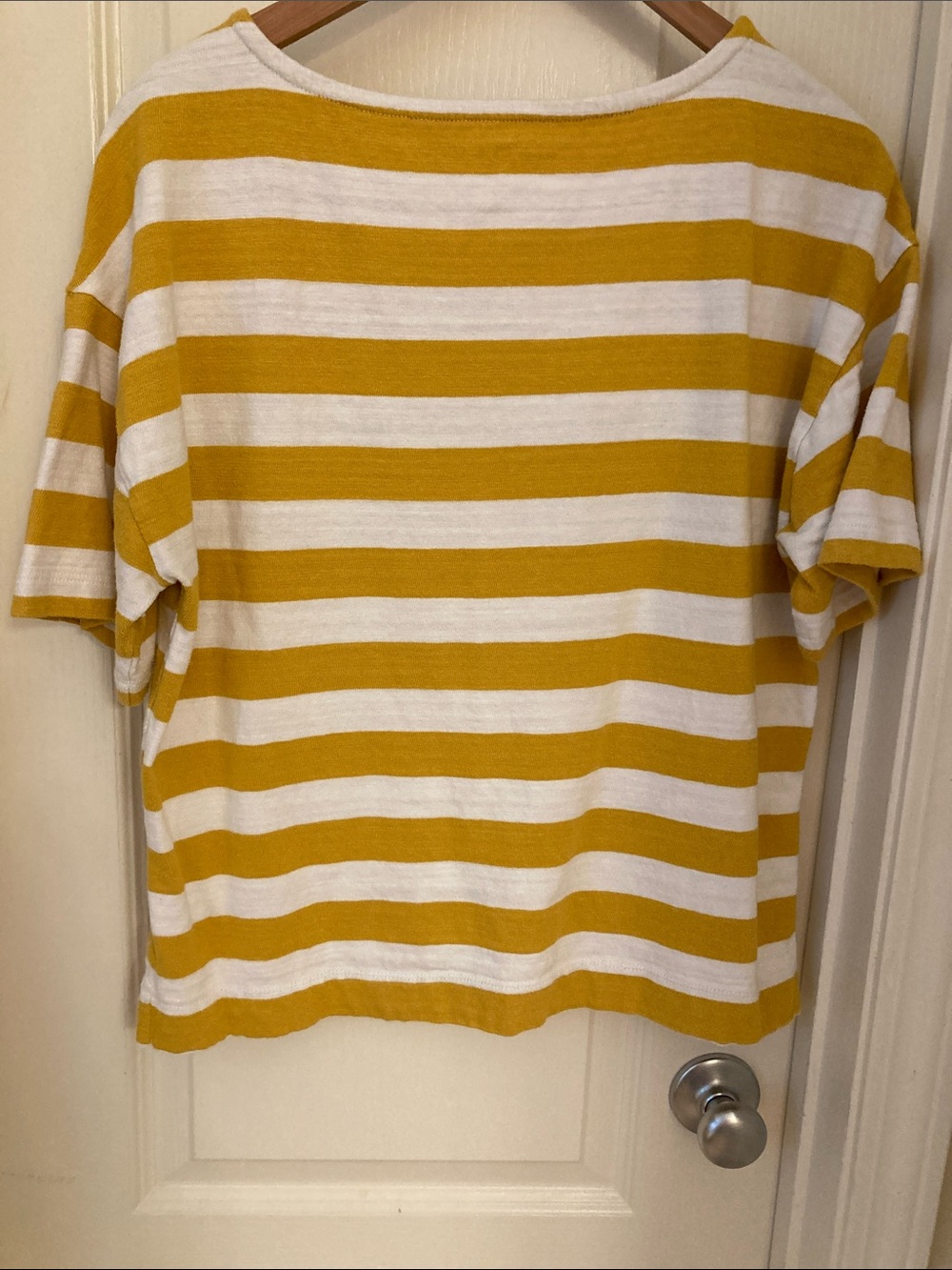 LOFT Yellow and White Striped Short Sleeve Tee - Picture 8 of 10